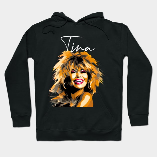 Tina Turner: The Queen of Rock, RIP 1939 - 2023 on a Dark Background Hoodie by Puff Sumo